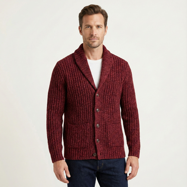 Cardigan da uomo a coste con collo a scialle 2