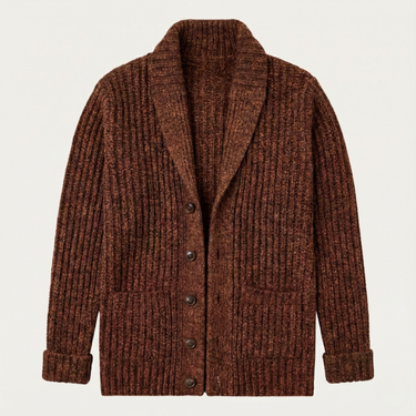 Cardigan da uomo a coste con collo a scialle 3
