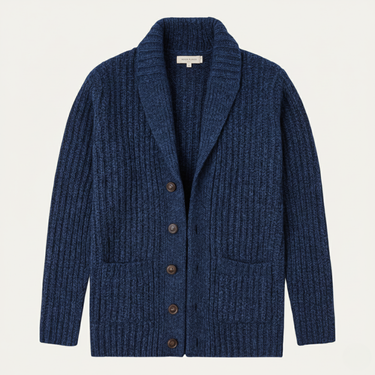 Cardigan da uomo a coste con collo a scialle 7