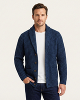 Cardigan da uomo a coste con collo a scialle 8