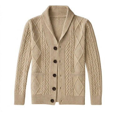 Cardigan da uomo a trecce con collo a scialle 1