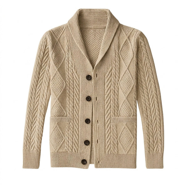 Cardigan da uomo a trecce con collo a scialle 1