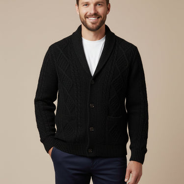 Cardigan da uomo a trecce con collo a scialle 10
