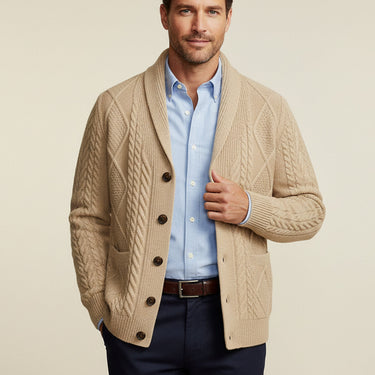 Cardigan da uomo a trecce con collo a scialle 5