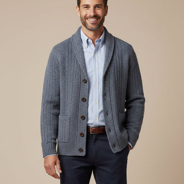 Cardigan da uomo a trecce con collo a scialle 9