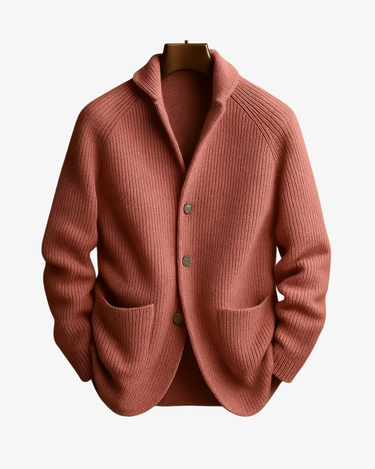 Cardigan da uomo in maglia a coste con collo a scialle 7