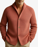 Cardigan da uomo in maglia a coste con collo a scialle 8