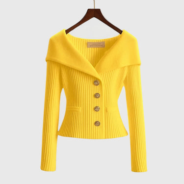 Cardigan in maglia a coste da donna con colletto risvoltato 5