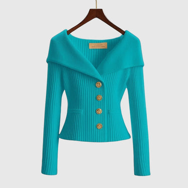 Cardigan in maglia a coste da donna con colletto risvoltato 8