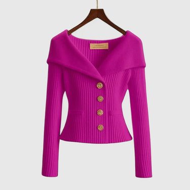 Cardigan in maglia a coste da donna con colletto risvoltato 9