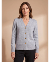 Cardigan in maglia con scollo a V e bottoni a cuore da donna 4