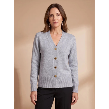 Cardigan in maglia con scollo a V e bottoni a cuore da donna 4