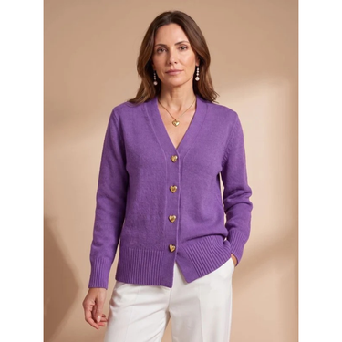 Cardigan in maglia con scollo a V e bottoni a cuore da donna 6