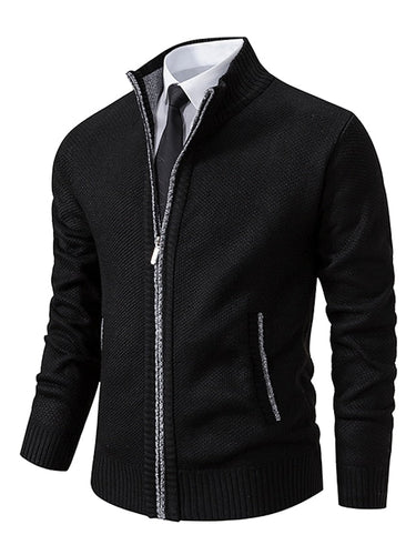 Cardigan in maglia da uomo con zip intera e collo a lupetto 2