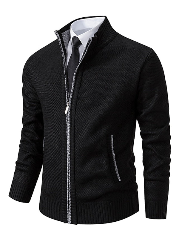 Cardigan in maglia da uomo con zip intera e collo a lupetto 2