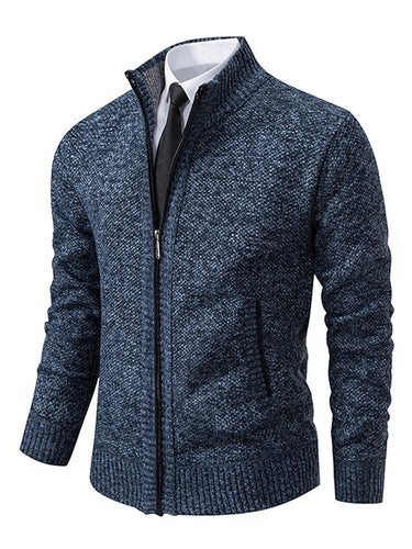 Cardigan in maglia da uomo con zip intera e collo a lupetto 4
