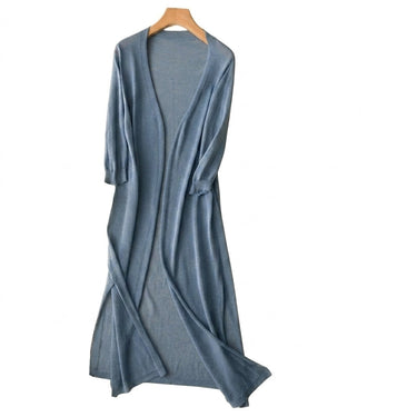 Cardigan lungo in maglia aperto sul davanti con spacchi laterali da donna 1