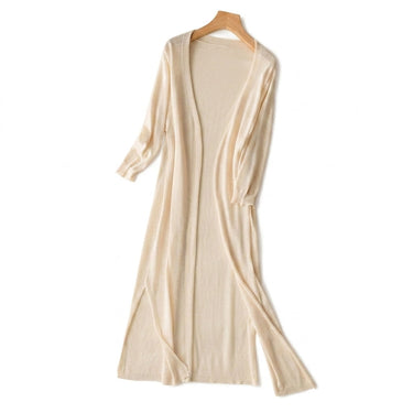 Cardigan lungo in maglia aperto sul davanti con spacchi laterali da donna 4