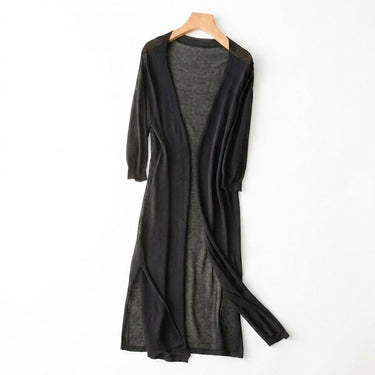 Cardigan lungo in maglia aperto sul davanti con spacchi laterali da donna 6