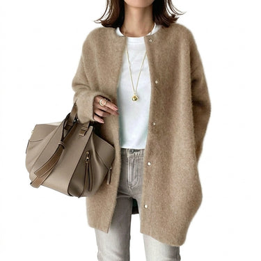 Cardigan lungo in maglia da donna con chiusure a scatto 1
