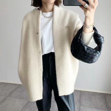 Cardigan lungo in maglia da donna con chiusure a scatto 2