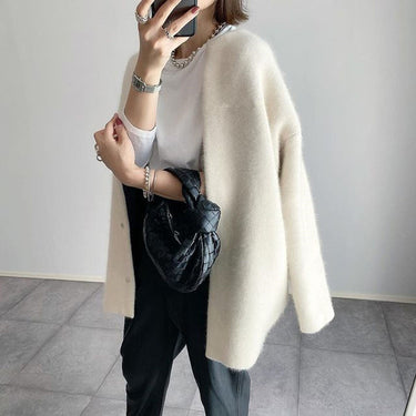 Cardigan lungo in maglia da donna con chiusure a scatto 3