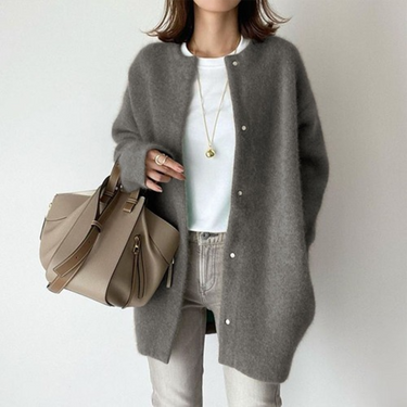 Cardigan lungo in maglia da donna con chiusure a scatto 6