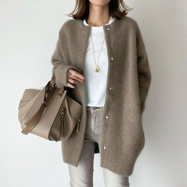 Cardigan lungo in maglia da donna con chiusure a scatto 7