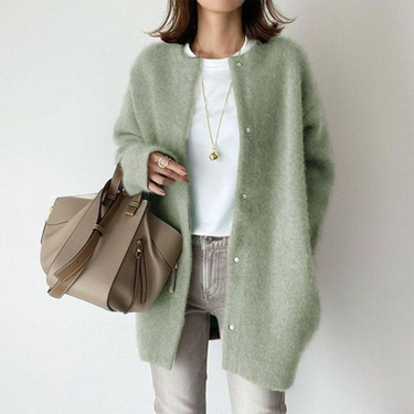 Cardigan lungo in maglia da donna con chiusure a scatto 8