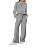 Completo Donna con Pullover a Zip e Pantaloni a Gamba Larga 1