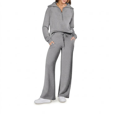 Completo Donna con Pullover a Zip e Pantaloni a Gamba Larga 1