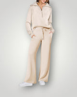 Completo Donna con Pullover a Zip e Pantaloni a Gamba Larga 2