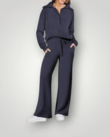 Completo Donna con Pullover a Zip e Pantaloni a Gamba Larga 4