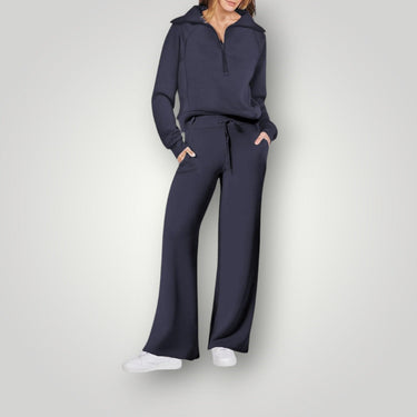 Completo Donna con Pullover a Zip e Pantaloni a Gamba Larga 4