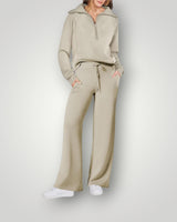 Completo Donna con Pullover a Zip e Pantaloni a Gamba Larga 7