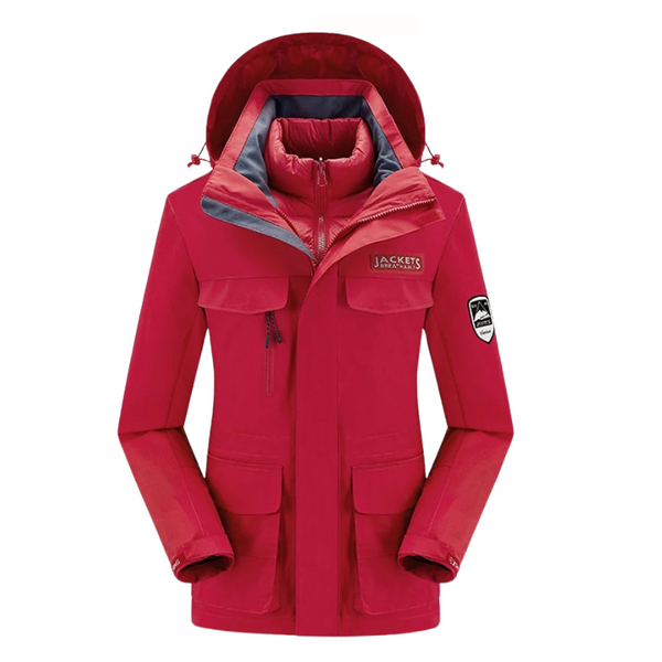 Completo da donna con giacca con cappuccio e pantaloni con bretelle 2