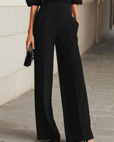Completo da donna con top a collo alto trasparente e pantaloni a gamba larga 8