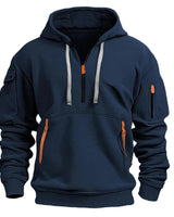 Felpa con cappuccio e mezza zip da uomo con tasche utility 2