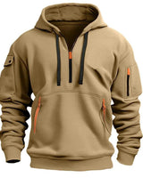 Felpa con cappuccio e mezza zip da uomo con tasche utility 3