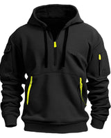 Felpa con cappuccio e mezza zip da uomo con tasche utility 4