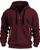 Felpa con cappuccio e mezza zip da uomo con tasche utility 6