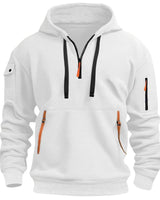 Felpa con cappuccio e mezza zip da uomo con tasche utility 7
