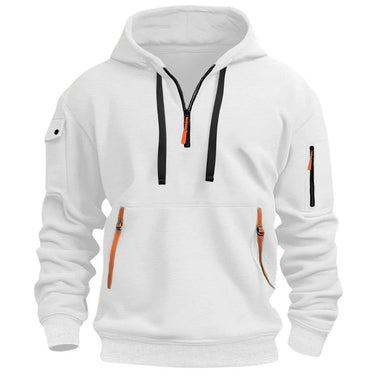 Felpa con cappuccio e mezza zip da uomo con tasche utility 7