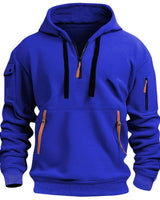 Felpa con cappuccio e mezza zip da uomo con tasche utility 8
