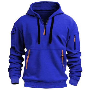 Felpa con cappuccio e mezza zip da uomo con tasche utility 8