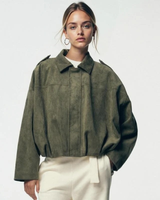 Giacca Bomber Corta da Donna con Spalline 6