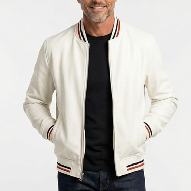 Giacca Bomber da Uomo con Bordi a Righe 7