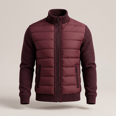 Giacca Puffer Ibrida da Uomo con Maniche in Maglia 5