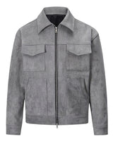 Giacca con zip e texture effetto camoscio da uomo 1