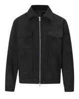 Giacca con zip e texture effetto camoscio da uomo 2